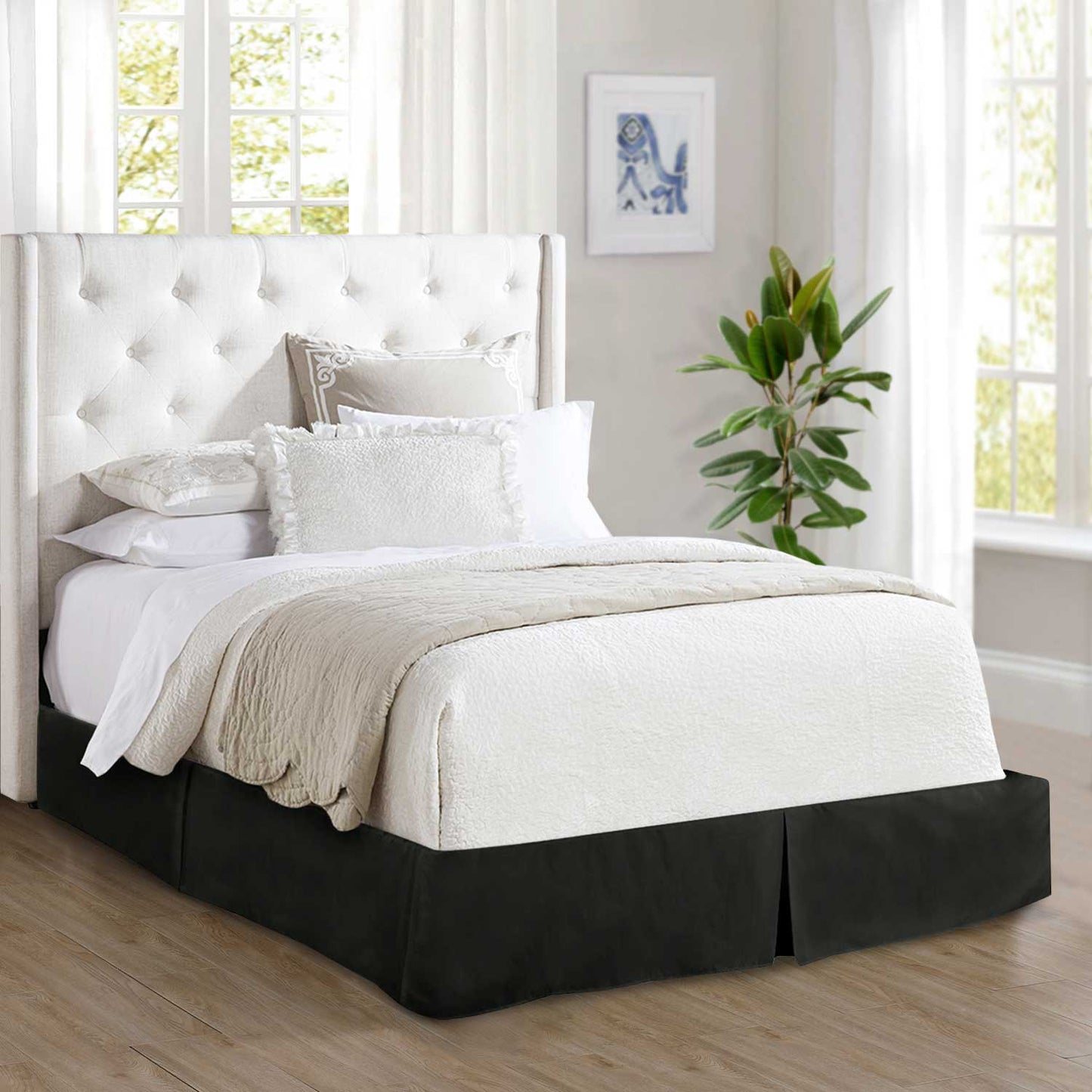 Mocassi 1-Piece Solid Bed Skirt, Quality Design and Expertly Tailored, Luxury 1500 Series Wrinkle & Fade Resistant