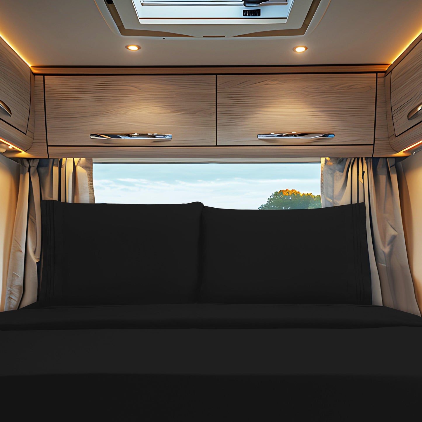 Elegant Comfort RV/Trailer 4-Piece 3 Line Embroidery Bed Sheet Set - Soft as a Hotel Premium Quality