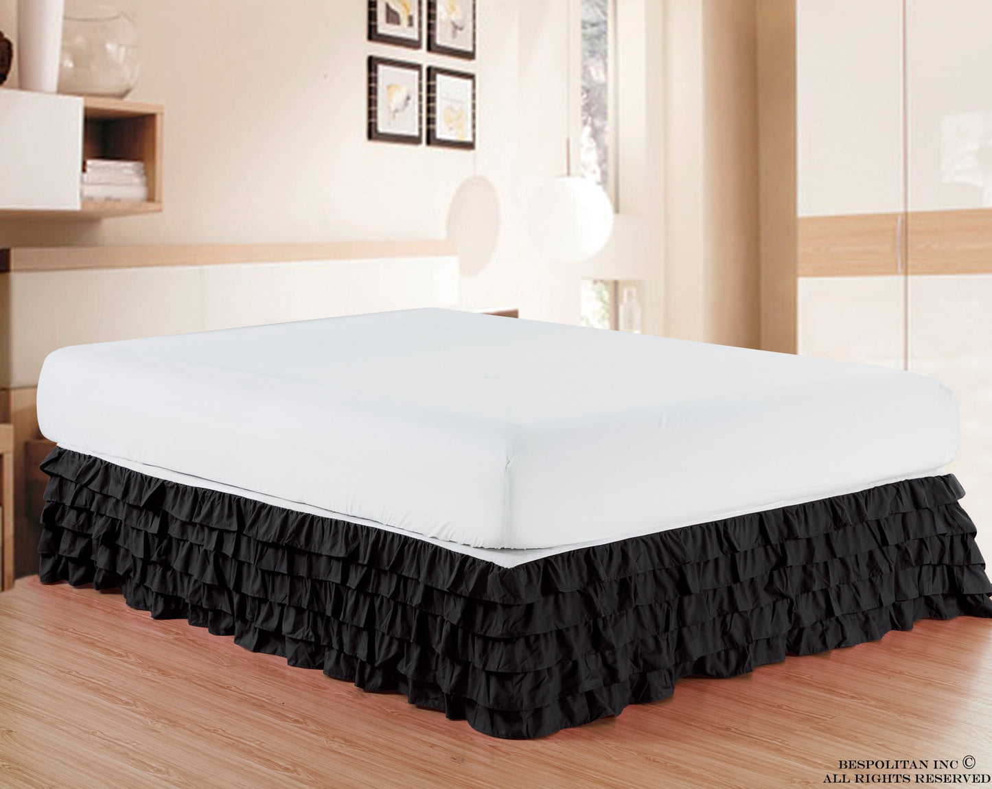 Mocassi Luxurious 1500 Series Egyptian Quality Microfiber 1-Piece Multi-Ruffle Bed Skirt 15 inch Drop