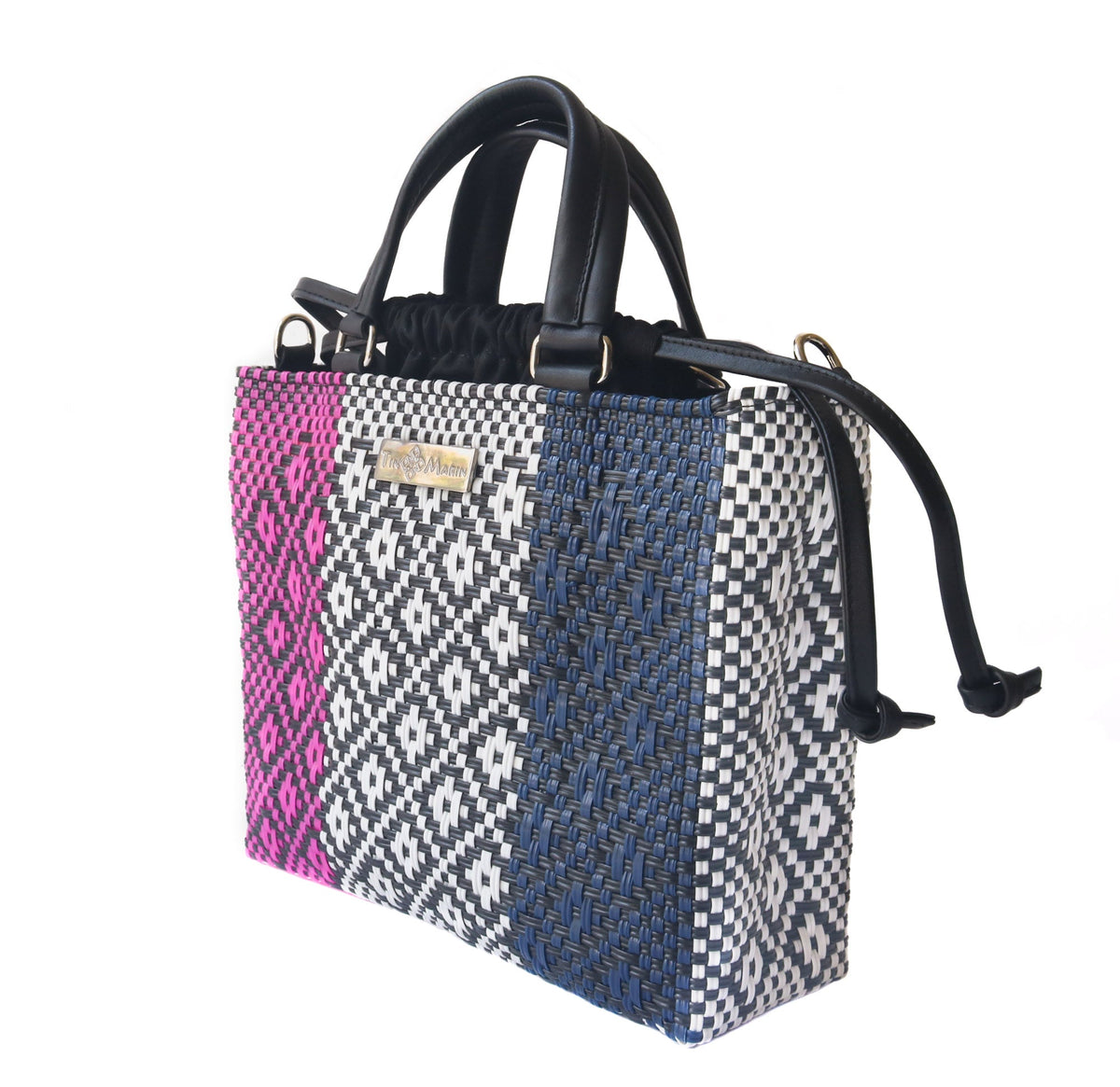 Bloom Medium Woven Crossbody Drawstring Bag