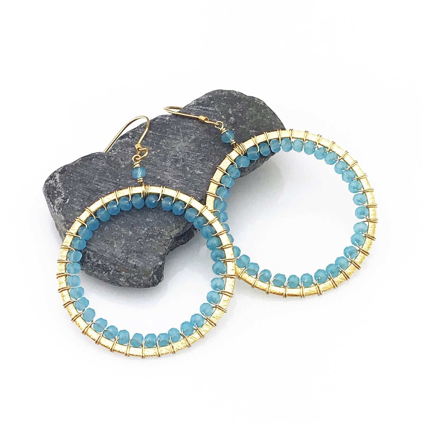 Blue Chalcedony Halo Earrings