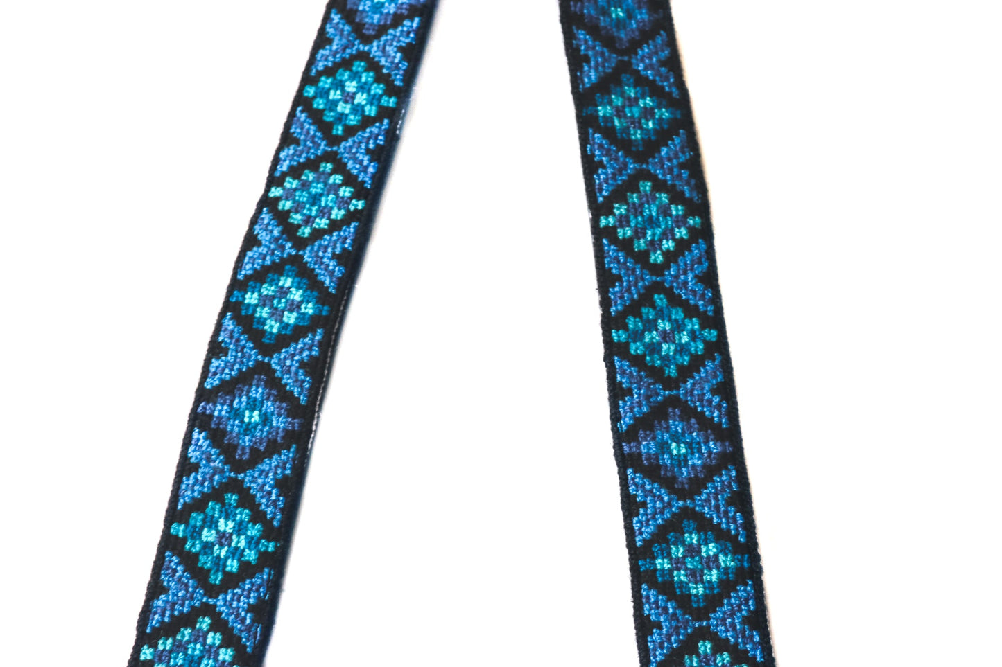 Mai Woven Bag Strap - Blue with Leather