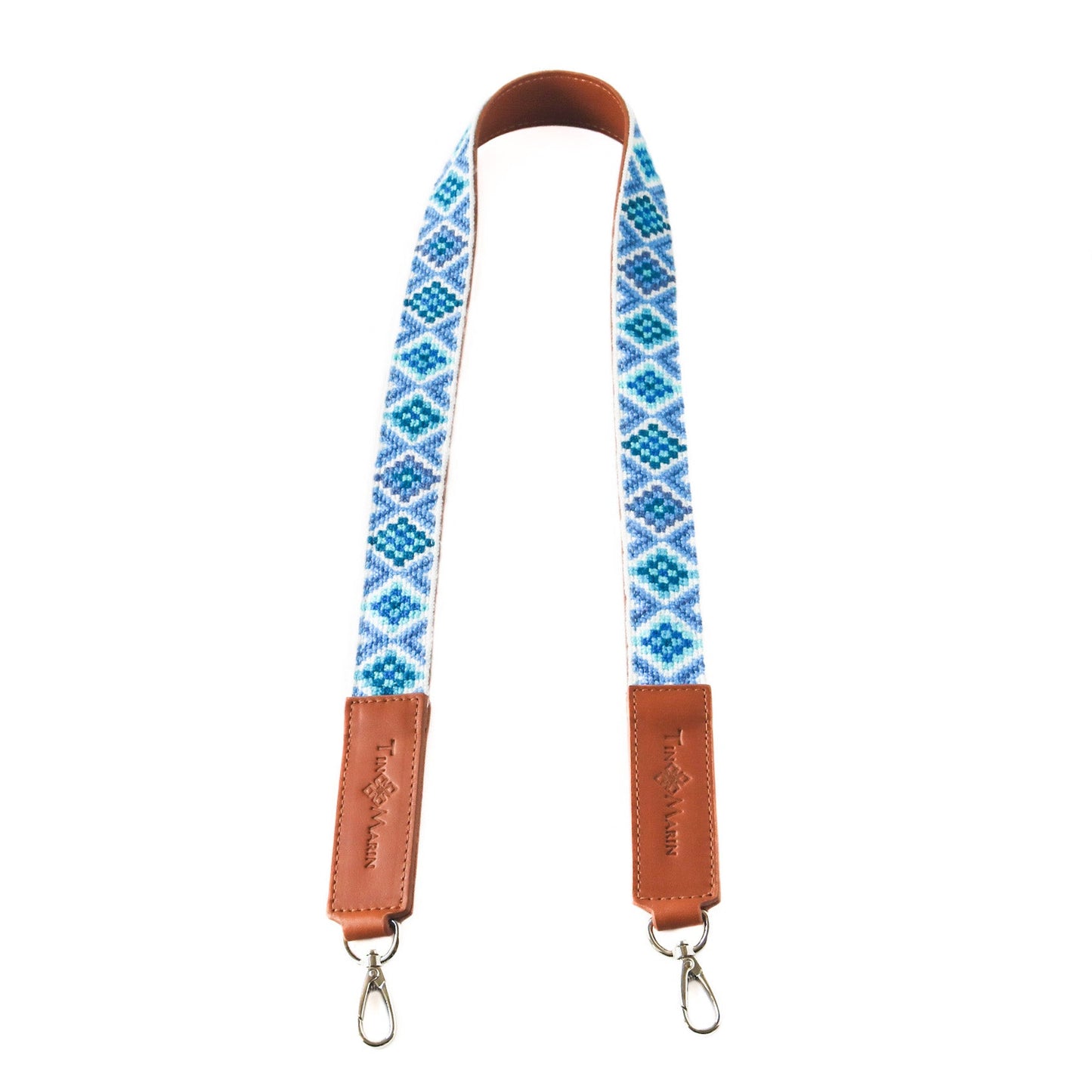 Mai Woven Bag Strap - Blue with Leather