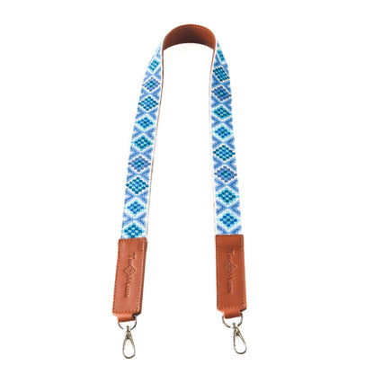 Mai Woven Bag Strap - Blue with Leather