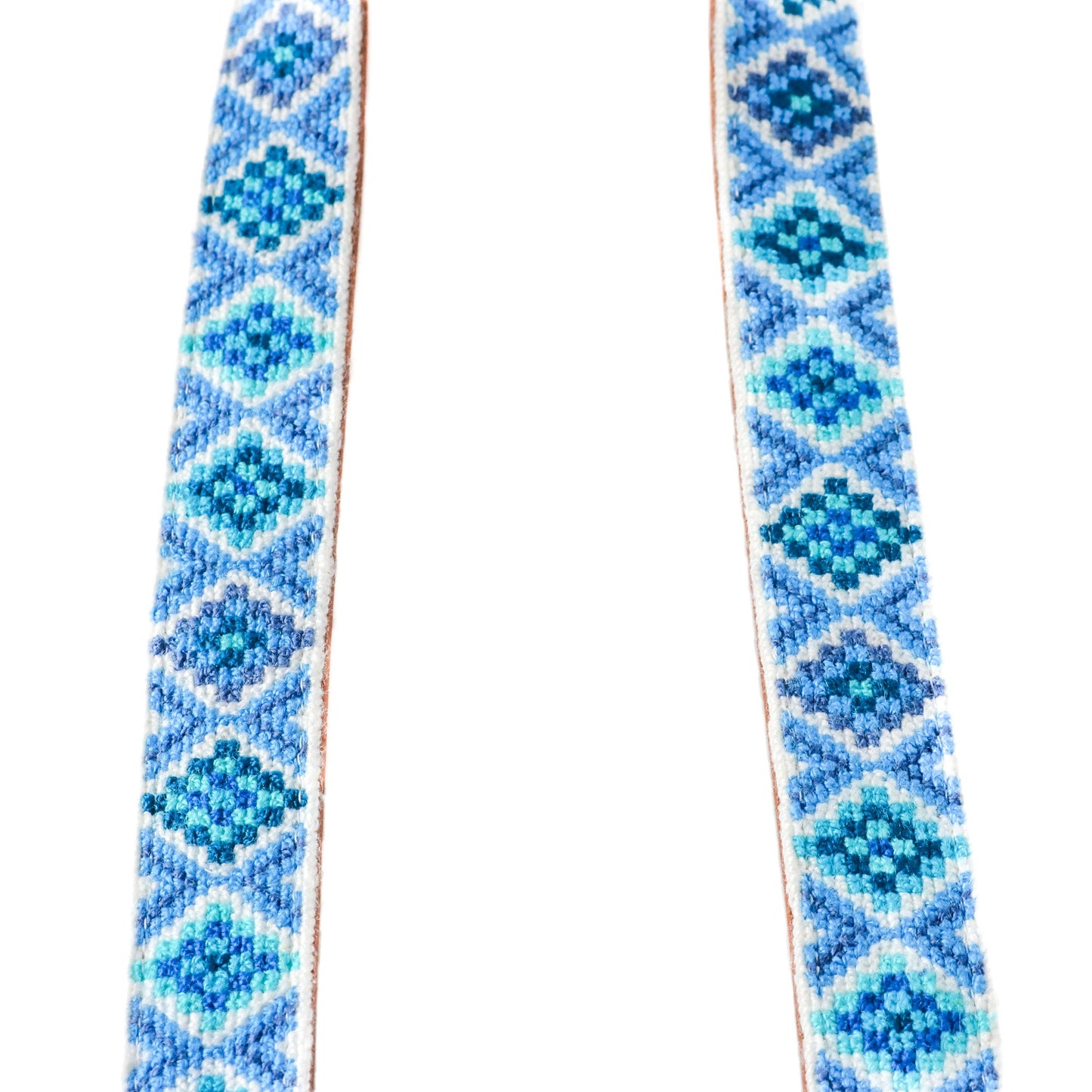 Mai Woven Bag Strap - Blue with Leather