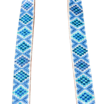Mai Woven Bag Strap - Blue with Leather