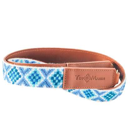Mai Woven Bag Strap - Blue with Leather