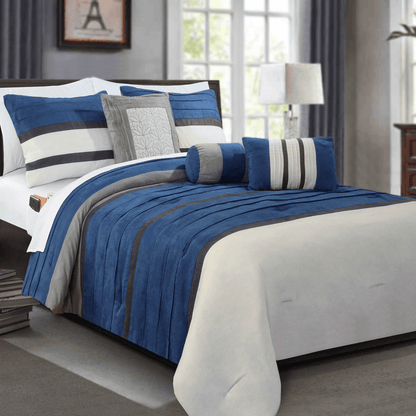 Elegant Comfort 12-Piece Cirena Micro suede Comforter Set, Includes 6-Piece Sheet Set with Double Sided Storage Pockets