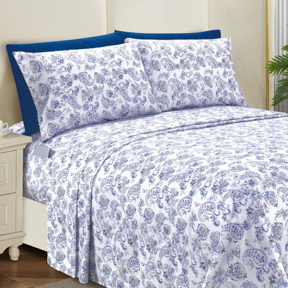 Elegant Comfort 6-Piece Paisley Printed Pattern - Soft as a Hotel Premium Quality Sheet Set