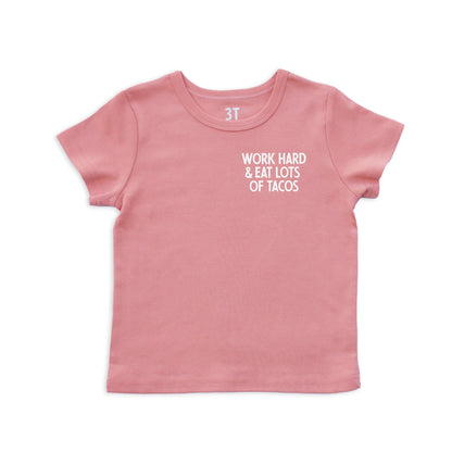 Frankie Jean Work Hard & Eat Tacos Kids Tee