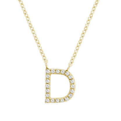 10K Gold Bold Diamond Letter Initial Pendant Necklace