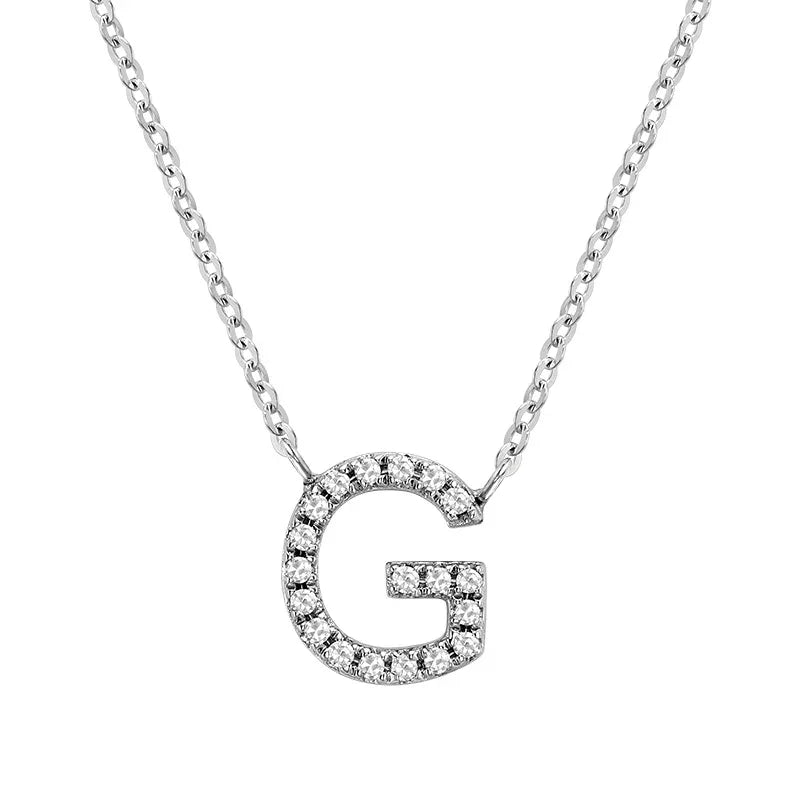 10K Gold Bold Diamond Letter Initial Pendant Necklace