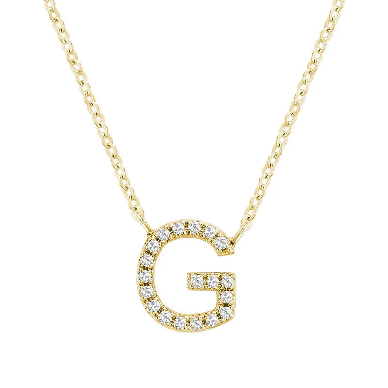 10K Gold Bold Diamond Letter Initial Pendant Necklace