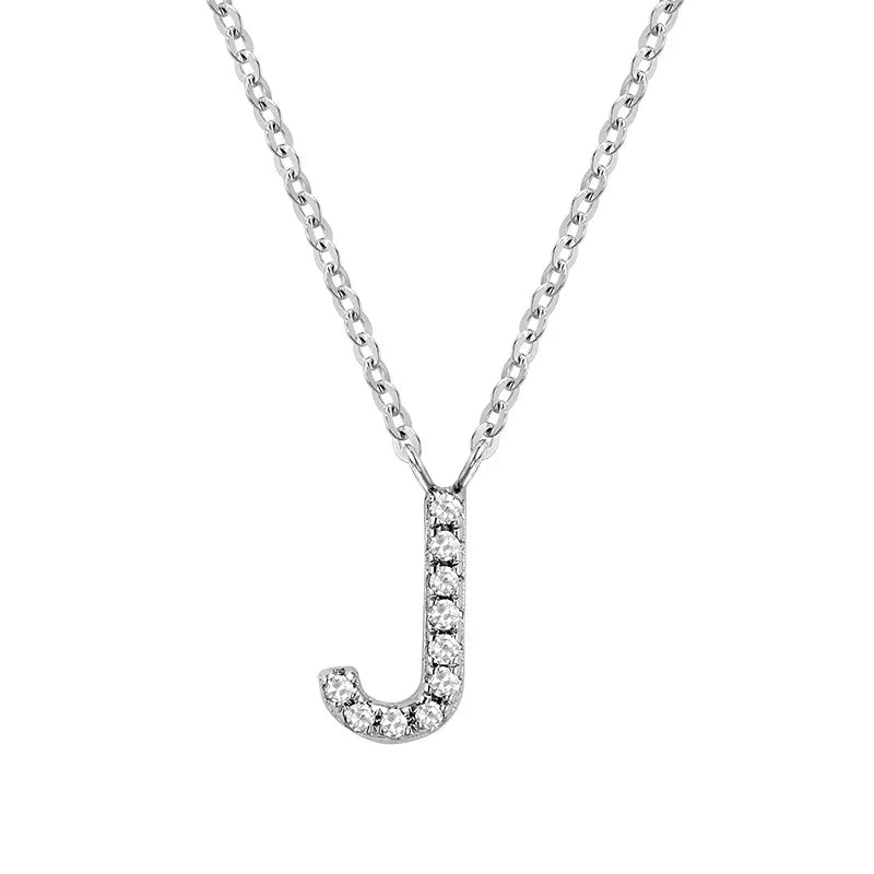 10K Gold Bold Diamond Letter Initial Pendant Necklace