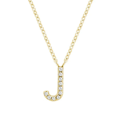 10K Gold Bold Diamond Letter Initial Pendant Necklace