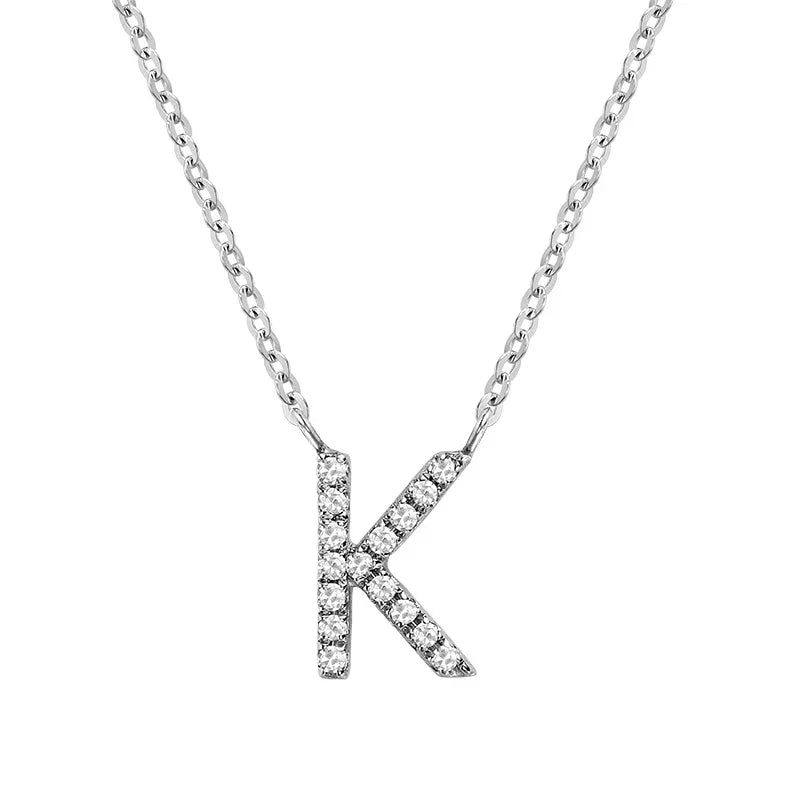 10K Gold Bold Diamond Letter Initial Pendant Necklace