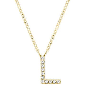 10K Gold Bold Diamond Letter Initial Pendant Necklace