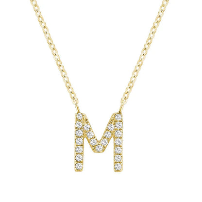 10K Gold Bold Diamond Letter Initial Pendant Necklace
