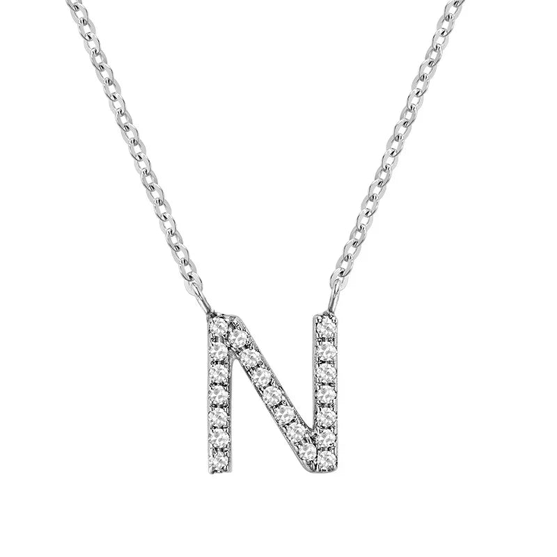 10K Gold Bold Diamond Letter Initial Pendant Necklace