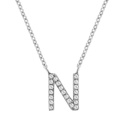 10K Gold Bold Diamond Letter Initial Pendant Necklace