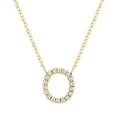 10K Gold Bold Diamond Letter Initial Pendant Necklace