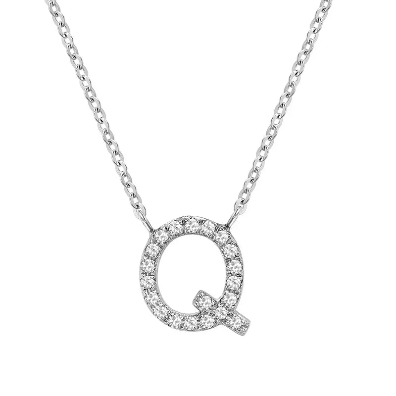 10K Gold Bold Diamond Letter Initial Pendant Necklace