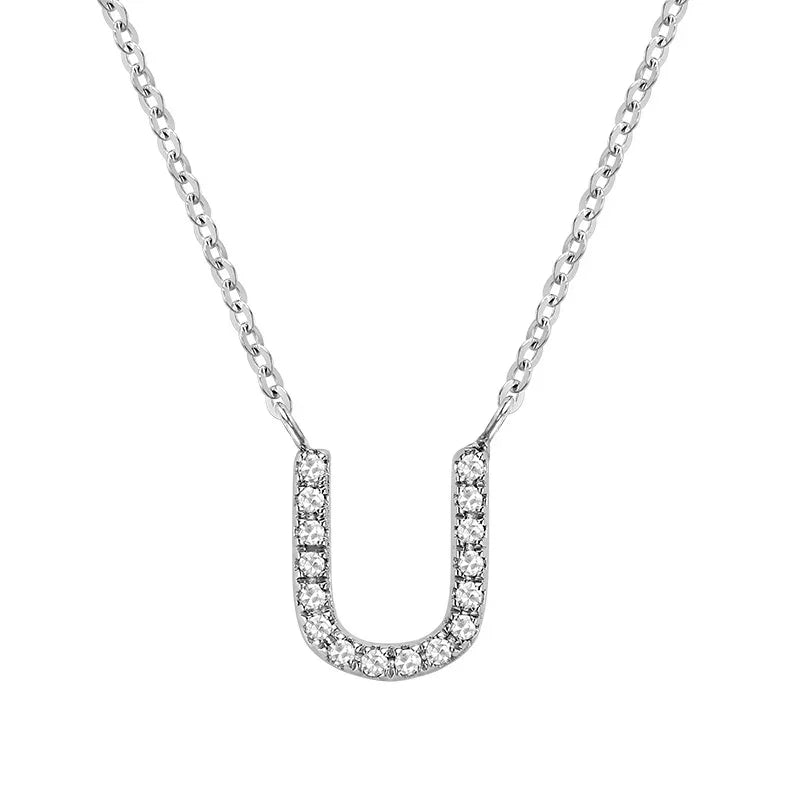 10K Gold Bold Diamond Letter Initial Pendant Necklace