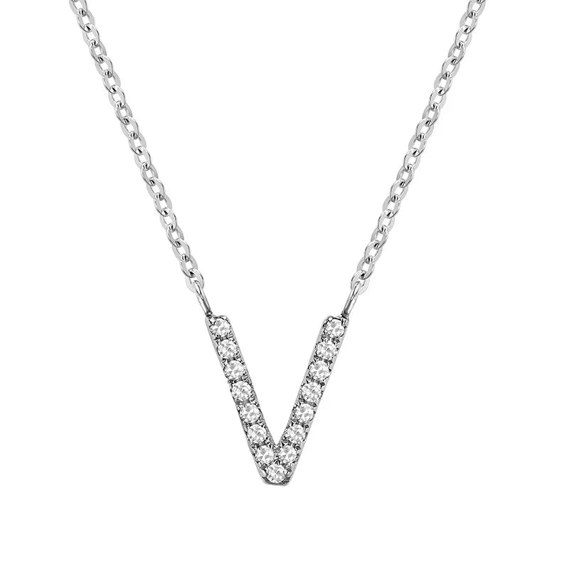 10K Gold Bold Diamond Letter Initial Pendant Necklace