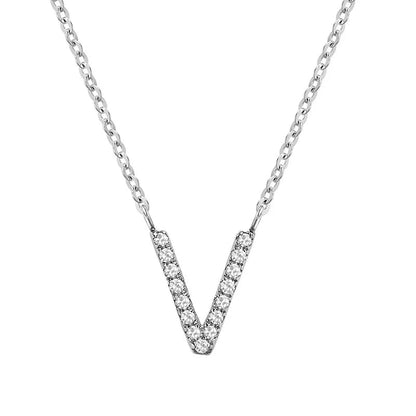 10K Gold Bold Diamond Letter Initial Pendant Necklace