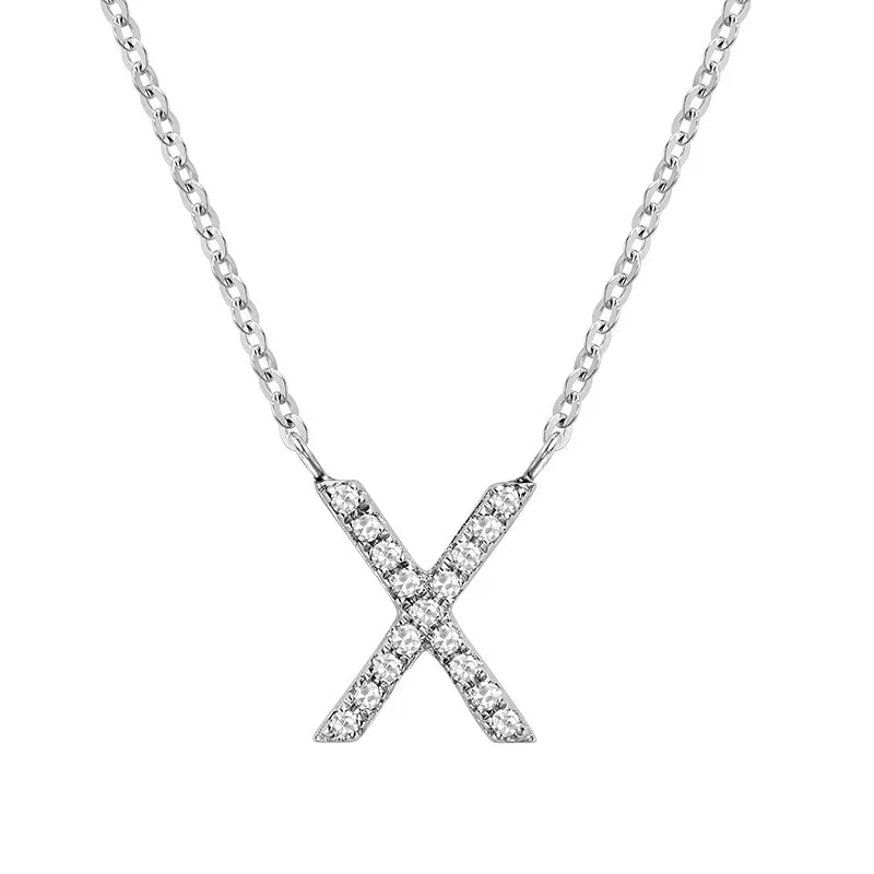 10K Gold Bold Diamond Letter Initial Pendant Necklace