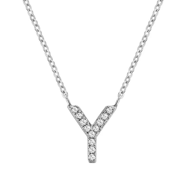 10K Gold Bold Diamond Letter Initial Pendant Necklace