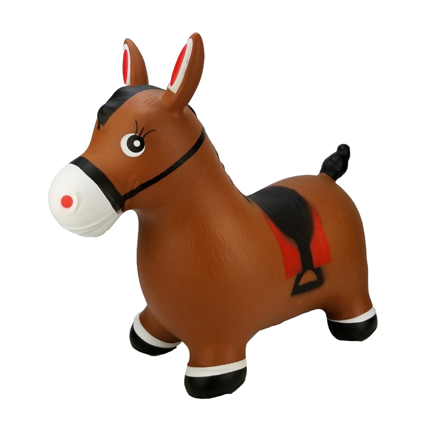 BounceZiez Inflatable Bouncy Ride-On Hopper with Pump - Brown Horse