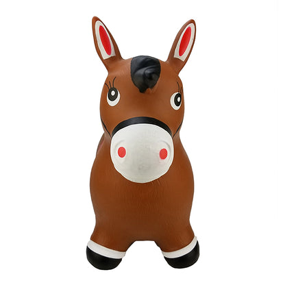 BounceZiez Inflatable Bouncy Ride-On Hopper with Pump - Brown Horse