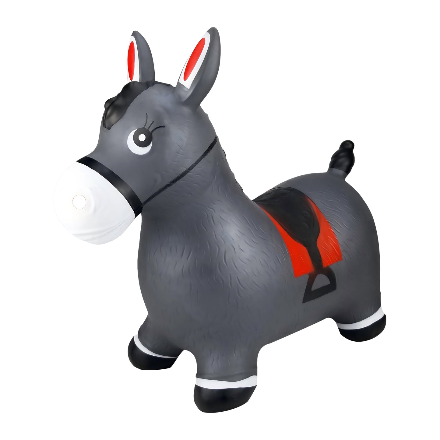 BounceZiez Inflatable Bouncy Ride-On Hopper with Pump - Gray Horse