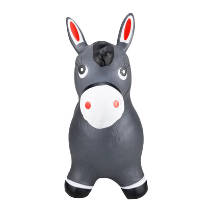 BounceZiez Inflatable Bouncy Ride-On Hopper with Pump - Gray Horse