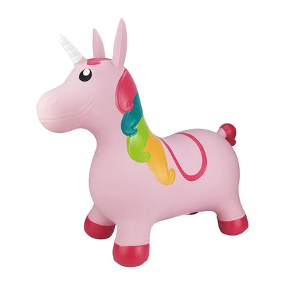 BounceZiez Inflatable Bouncy Ride-On Hopper with Pump - Pink Unicorn