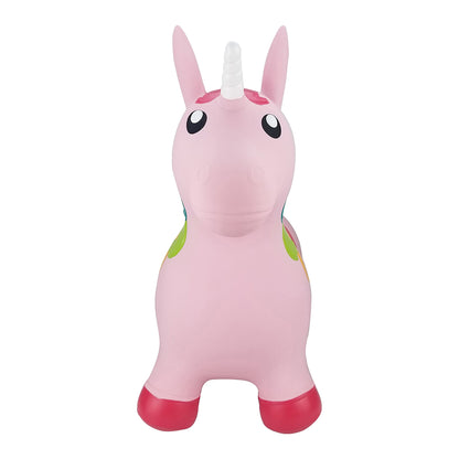 BounceZiez Inflatable Bouncy Ride-On Hopper with Pump - Pink Unicorn