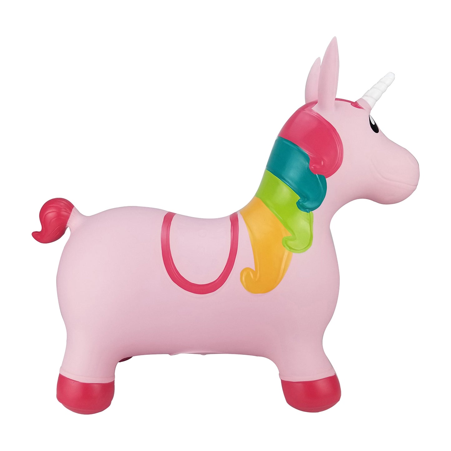 BounceZiez Inflatable Bouncy Ride-On Hopper with Pump - Pink Unicorn