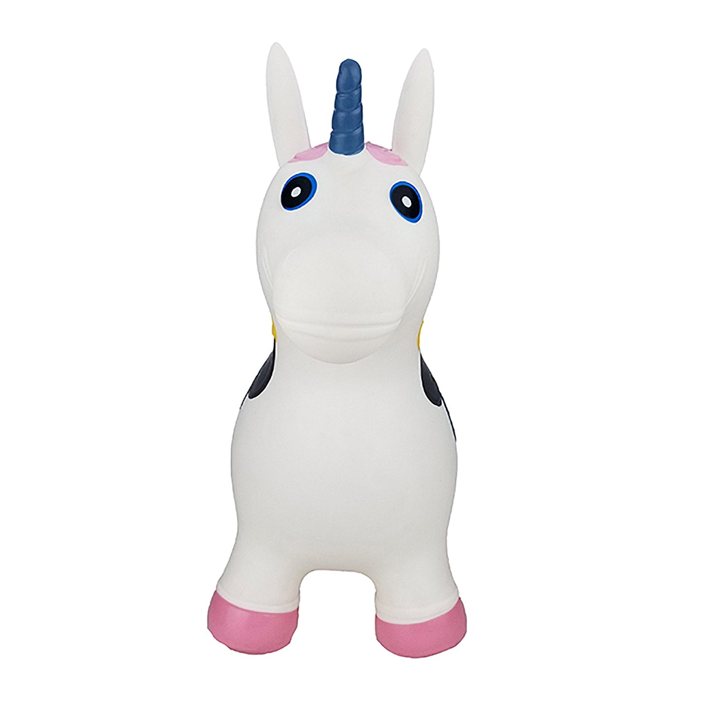 BounceZiez Inflatable Bouncy Ride-On Hopper with Pump - White Unicorn