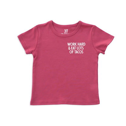 Frankie Jean Work Hard & Eat Tacos Kids Tee