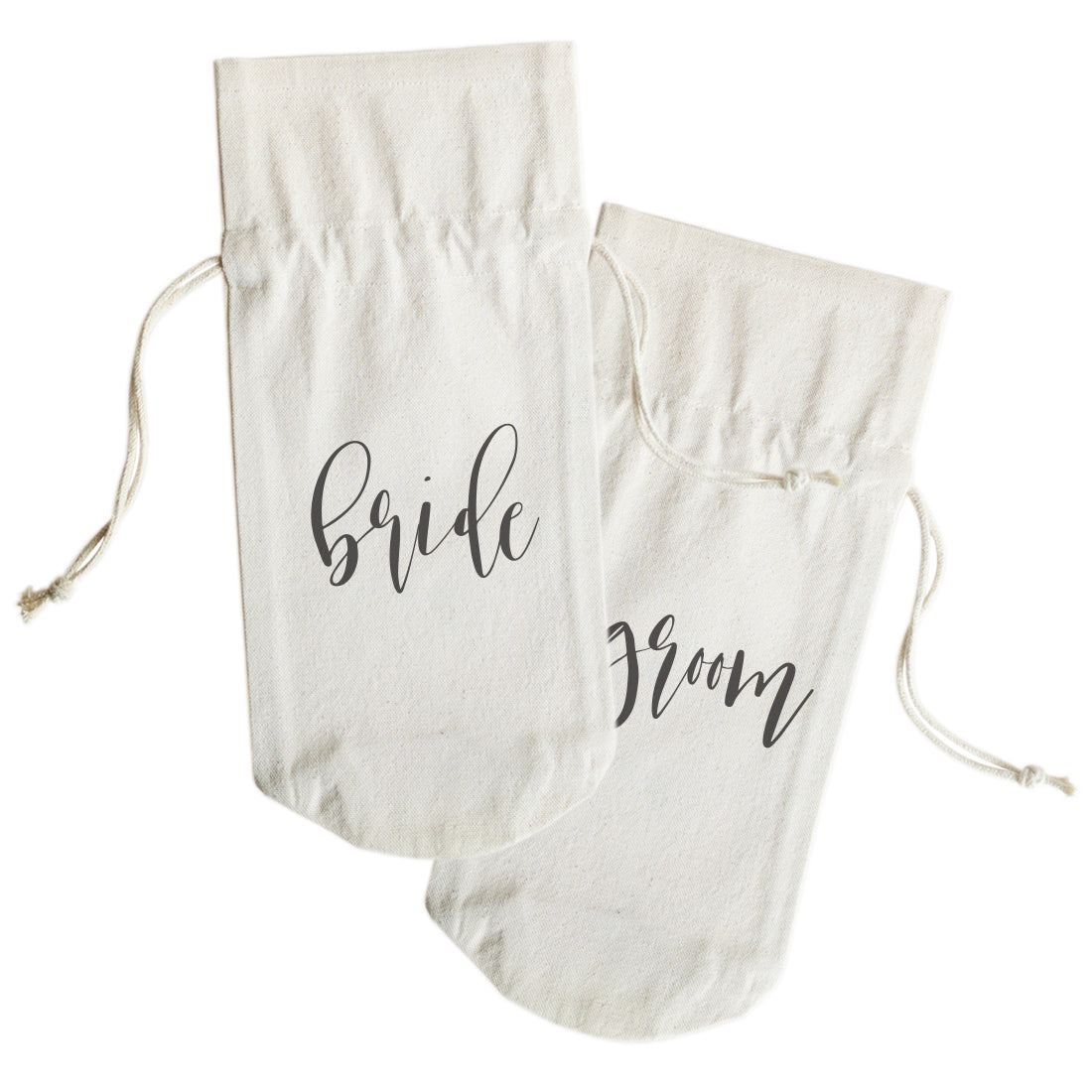 The Cotton and Canvas Co. Bride and Groom Cotton Canvas Wine Bag 2-Pack