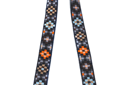 Mai Woven Bag Strap - Brown & Orange with Black Leather