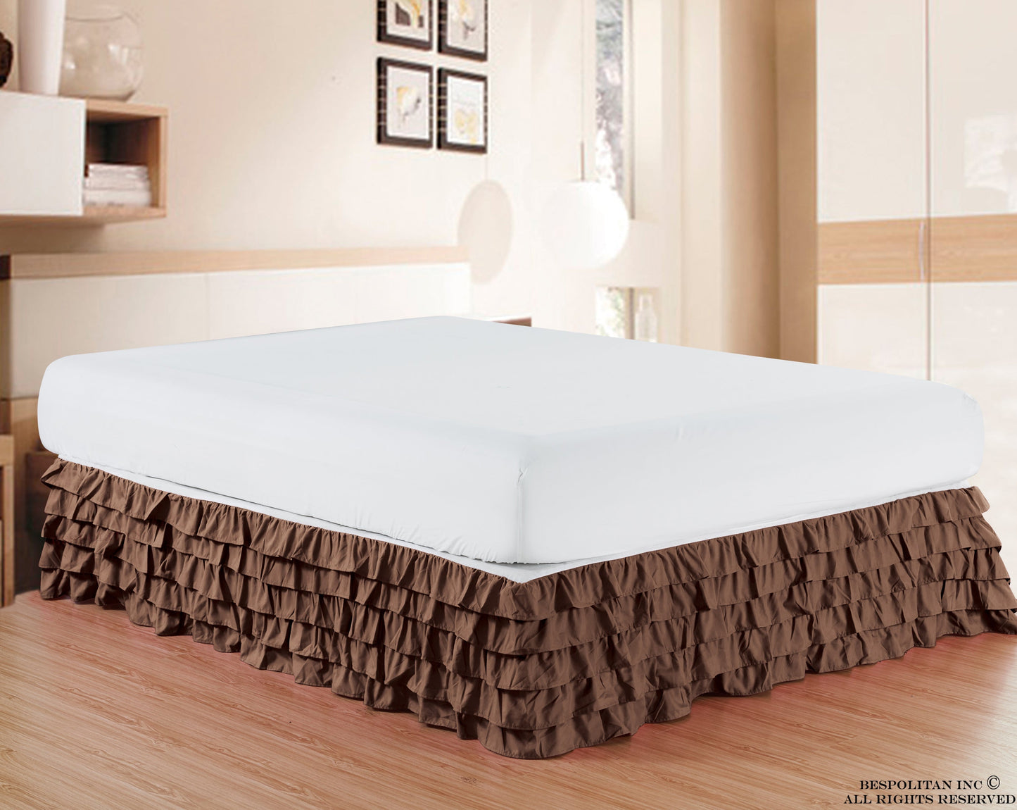 Mocassi Luxurious 1500 Series Egyptian Quality Microfiber 1-Piece Multi-Ruffle Bed Skirt 15 inch Drop