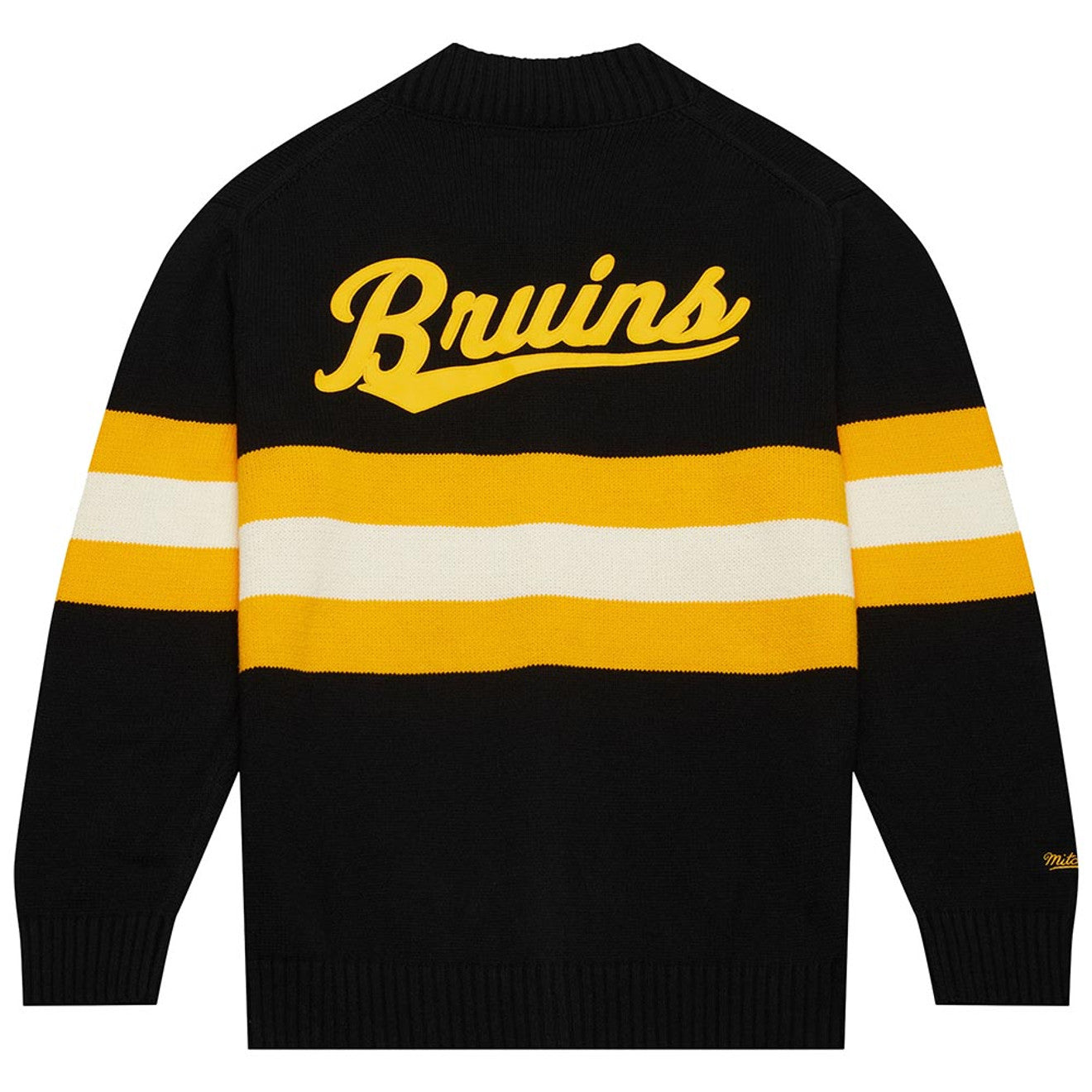 Mitchell & Ness Men's NHL 100Th Anniversary Striped Cardigan Sweater Bruins