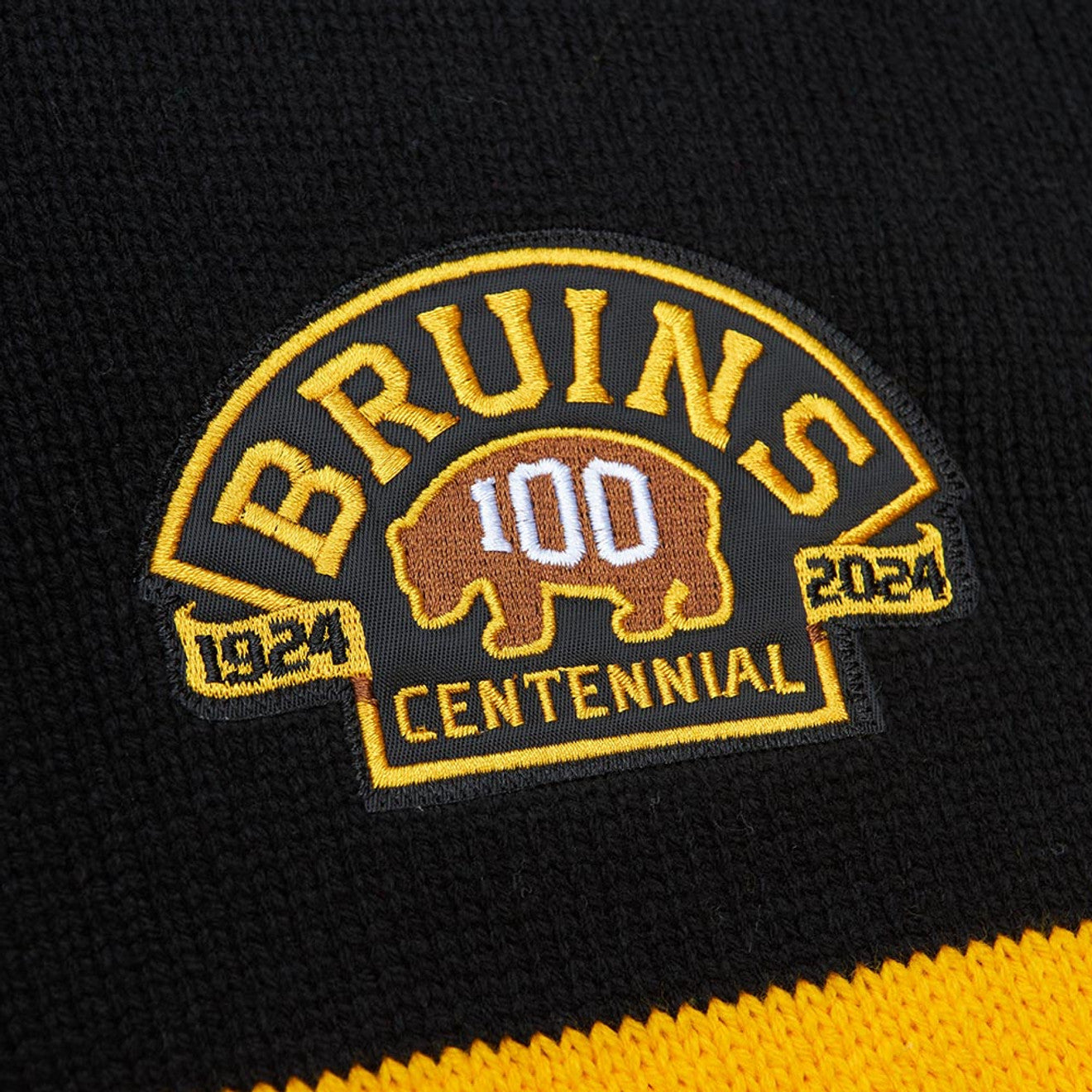 Mitchell & Ness Men's NHL 100Th Anniversary Striped Cardigan Sweater Bruins