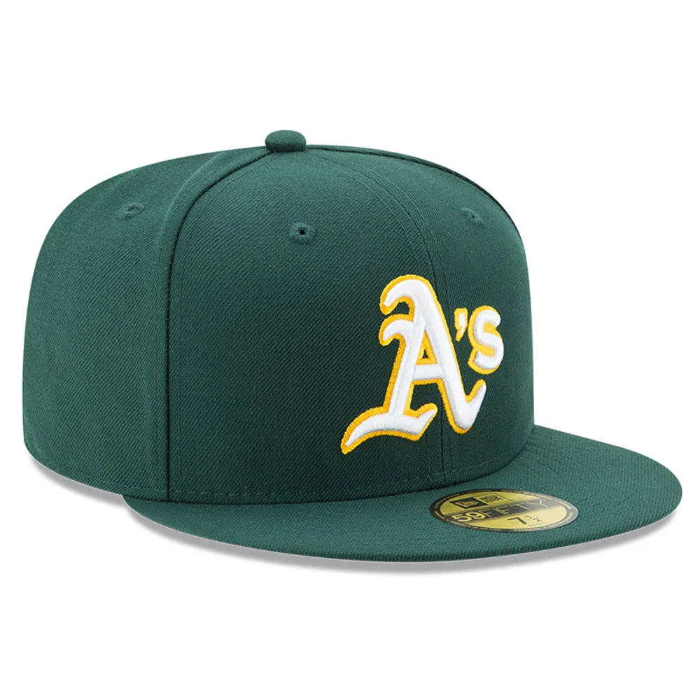 New Era 59FIFTY Oakland Athletics 2017 Authentic Collection On-Field Road Men's Hat — Kelly Green/Yellow