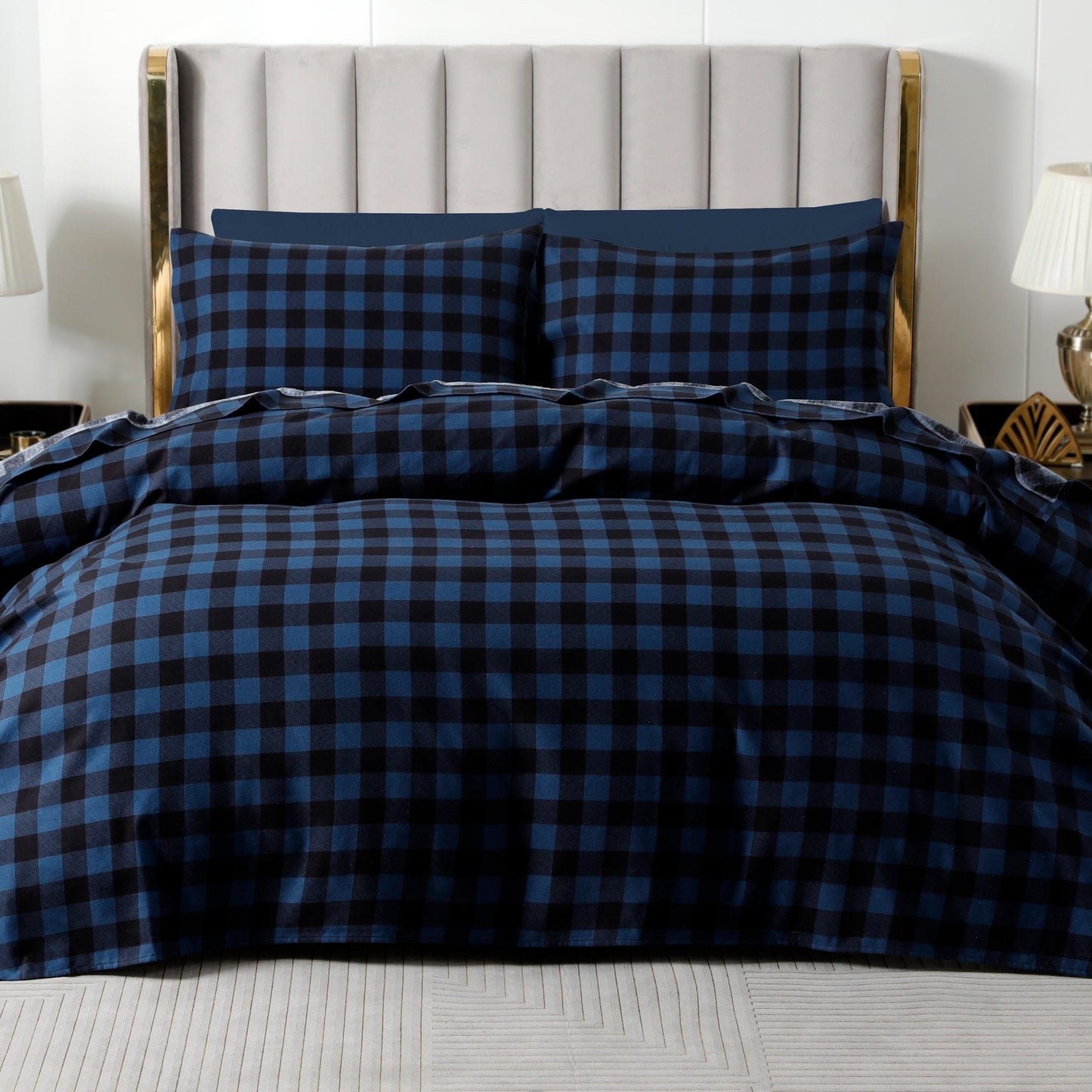 Elegant Comfort Buffalo Checkered Pattern - 100% Turkish Cotton Flannel, 4-Piece Flannel Sheet Set