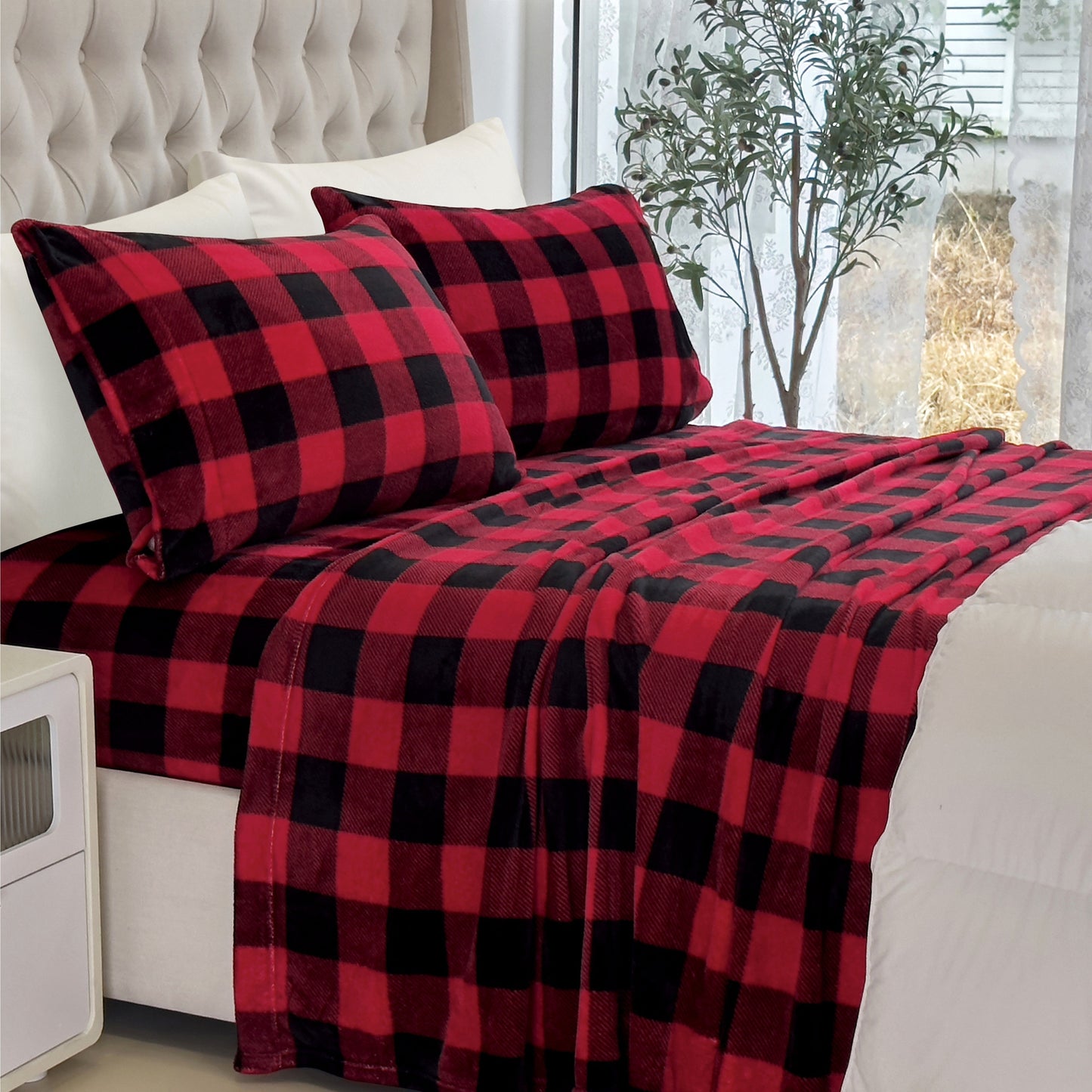 Mocassi 4-Piece Velvet Plush Flannel Sheet Set