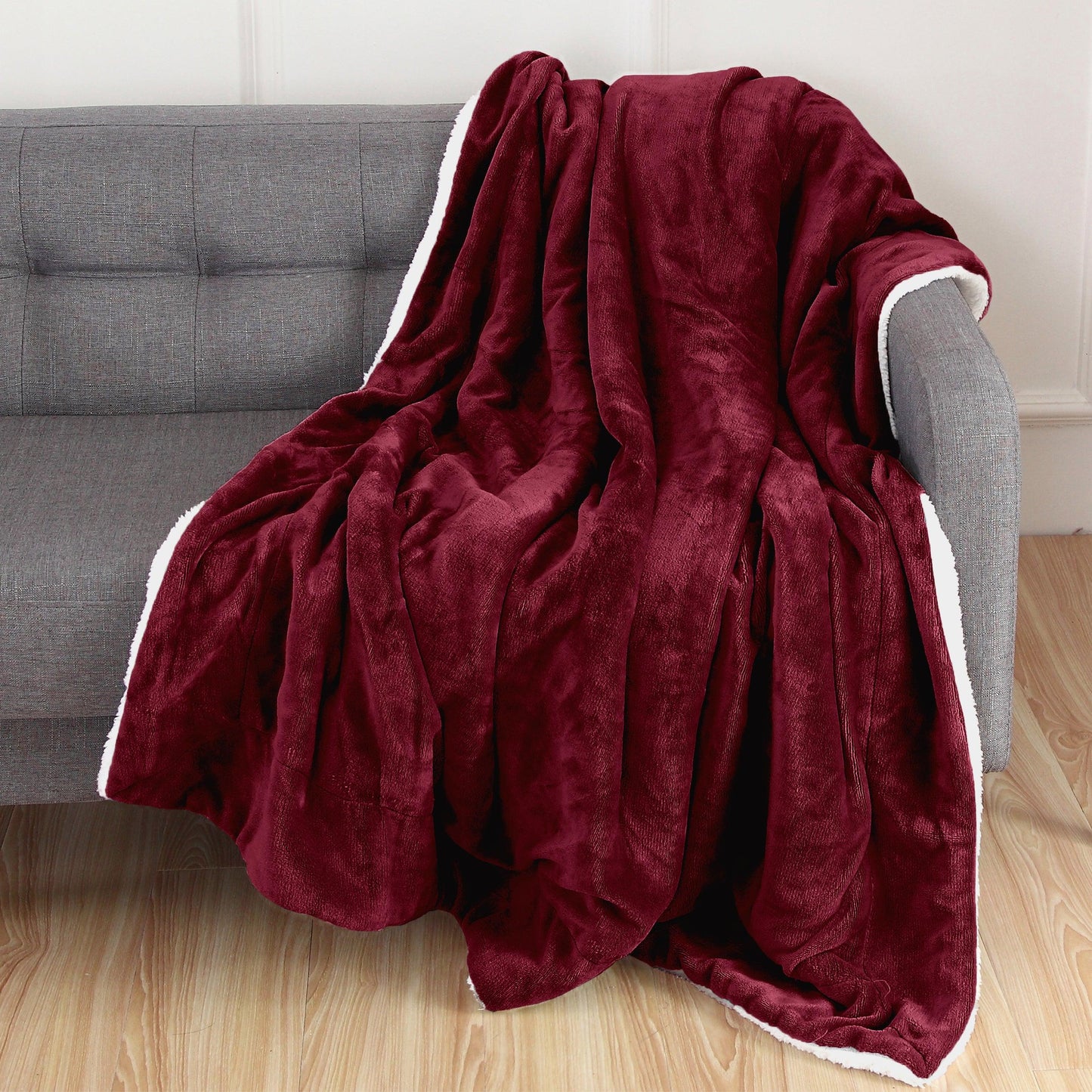 Elegant Comfort Reversible Sherpa Throw Blanket - Sherpa Back Throw Blanket