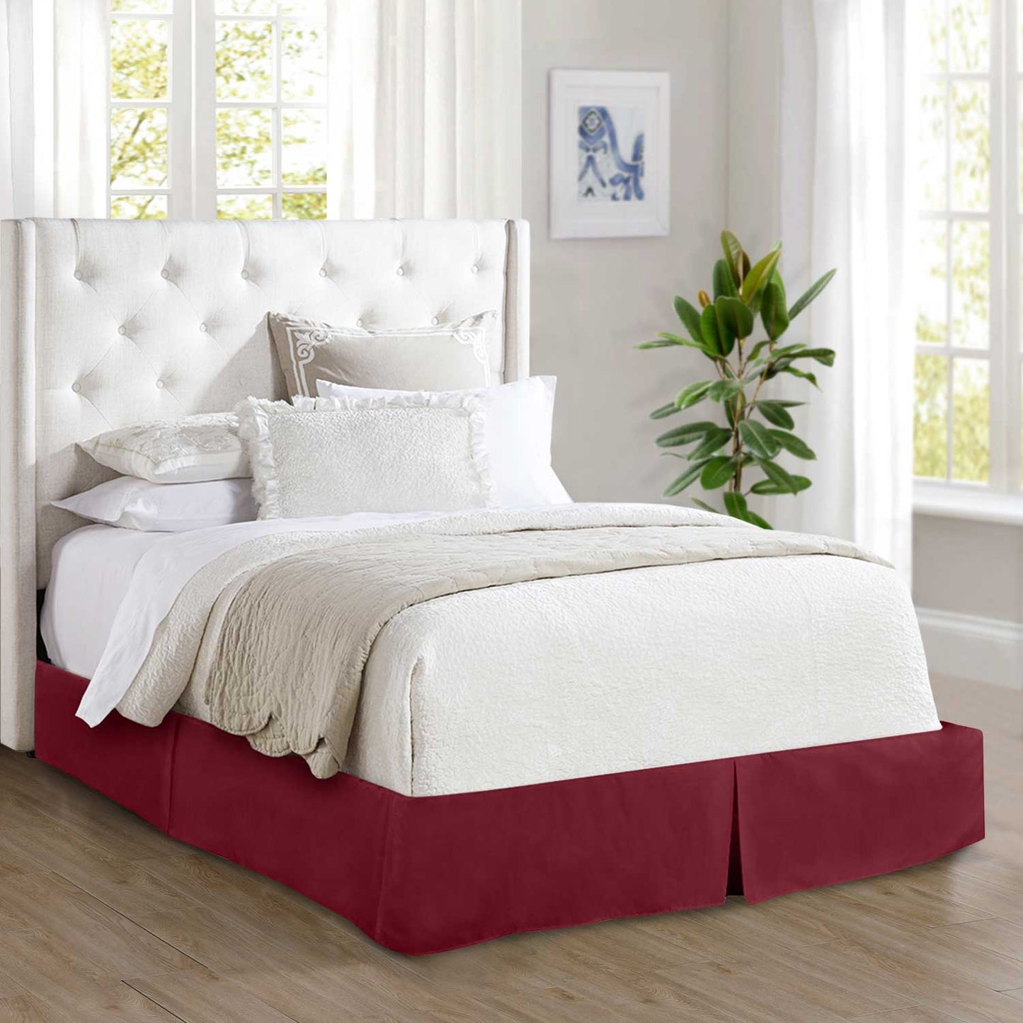 Mocassi 1-Piece Solid Bed Skirt, Quality Design and Expertly Tailored, Luxury 1500 Series Wrinkle & Fade Resistant